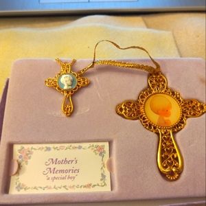 Precious Moments "Mother's Memories" cross necklace and ornament "A special boy"